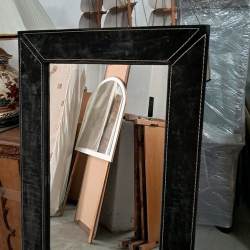 Mirror with black fabric frame like new 140x60