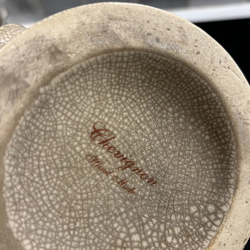 Ceramic vase with lid vintage craquelure floral pattern like new