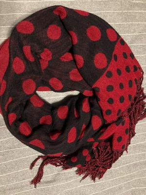 Polka Dot Scarf Black Red Like New
