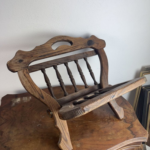 Wooden solid vintage magazine stand used