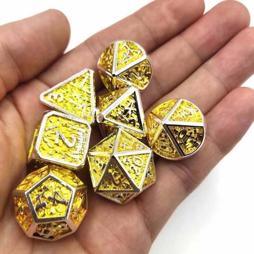 DND metal dice set gold color new