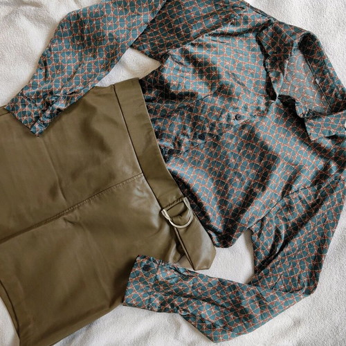 Zara eco leather green skirt, size M