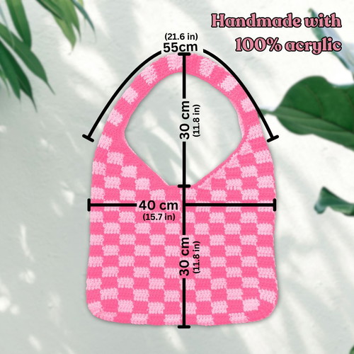 Handmade Checkered Bag | Brown & Beige | Tote bag | Shopper bag | Shoulder bag