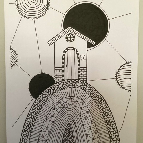 House n17 sketch new, handmade on Bristol paper 35x23.6cm