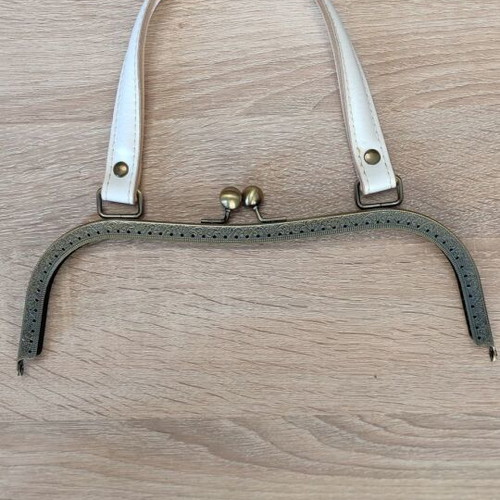 Metal bag frame clasp 27cm with leather handle new
