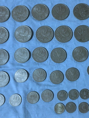 Set of 33 used coins with inscription “21 April 1967”