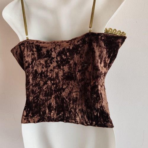 Velvet corset with gold details and green stones, new, Parisian style