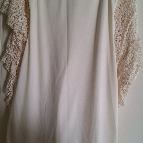 Dress ecru with lace used and inner slip