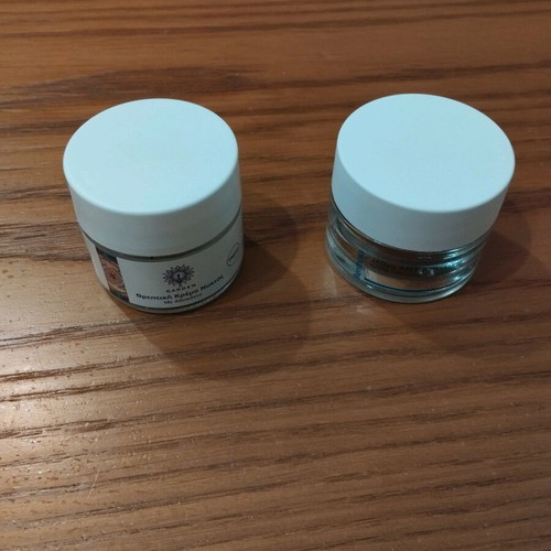 Glass jars used from moisturizing creams, set of 2