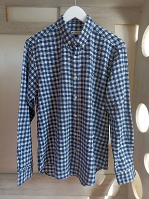 Etro men's shirt like new, cotton, white and dark blue check with paisley print, size M