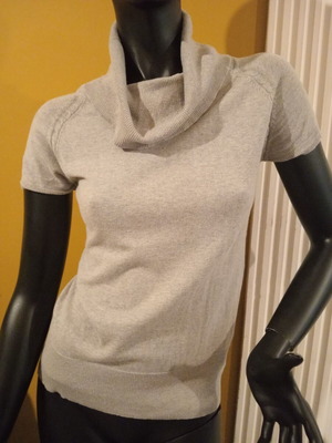 Motivi short-sleeve knit sweater, gray, size M, 5% cashmere