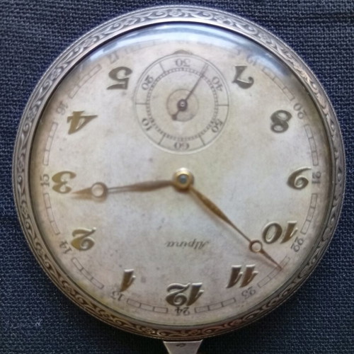 Alpina silver pocket watch used, Swiss