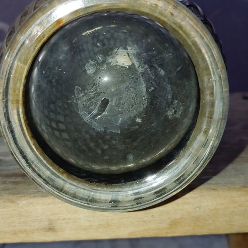 Siphon vintage used glass with metal mesh and chrome head