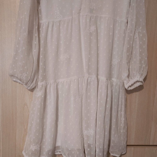 Dress with wide sleeves and transparency, like new, white size M