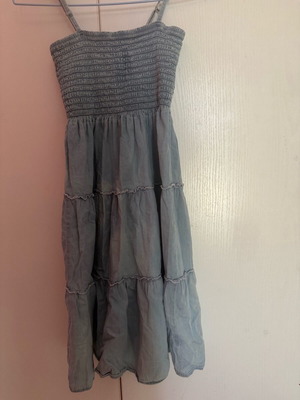 Denim dress like new with smocking, size S/M, blue