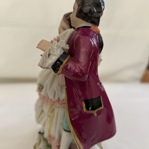 Friedrich Wilhelm Wessel German porcelain Dresden lace figurine couple