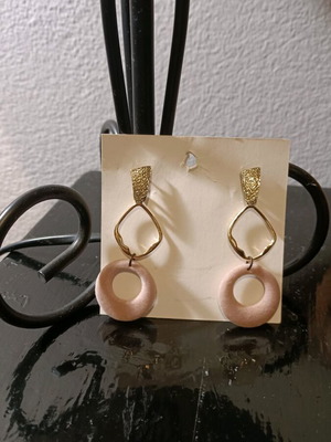 Long earrings like new, pink and gold stainless steel