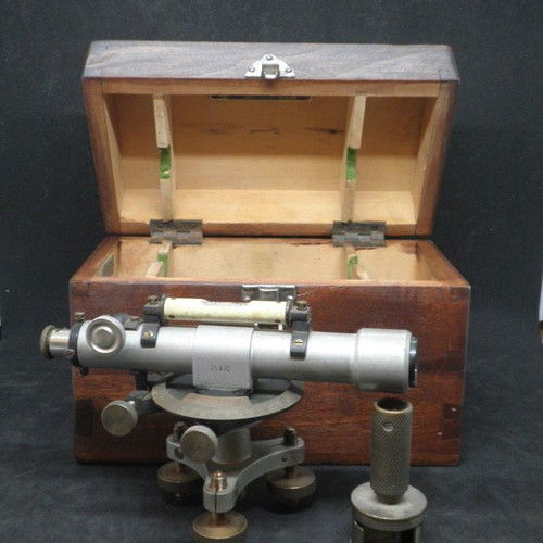Antique R.Reiss Liebenwerda- Okular theodolite used with wooden case