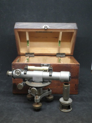 Antique R.Reiss Liebenwerda- Okular theodolite used with wooden case
