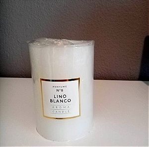 Κερί Classic - λευκό Lino Blanco Classic glass cylinder medium Ø 9cm X 13cm 140h