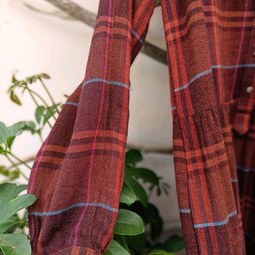 Benetton long dress like new, multicolor check, size M