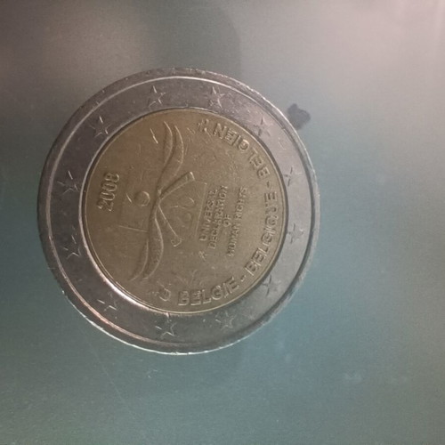 Belgium 2 euro 2008 human rights coin used