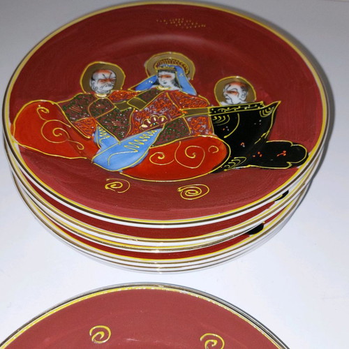 Moriage Japan vintage pasta plates used 8 large 20 cm