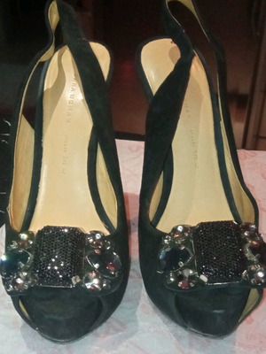 Peep toe Zara black leather like new, size 39