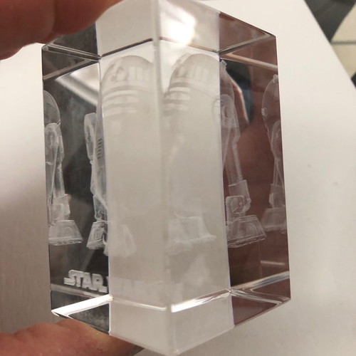 Star Wars 3-D Clear R2-D2 Paperweight new in collectible case Lucasfilm