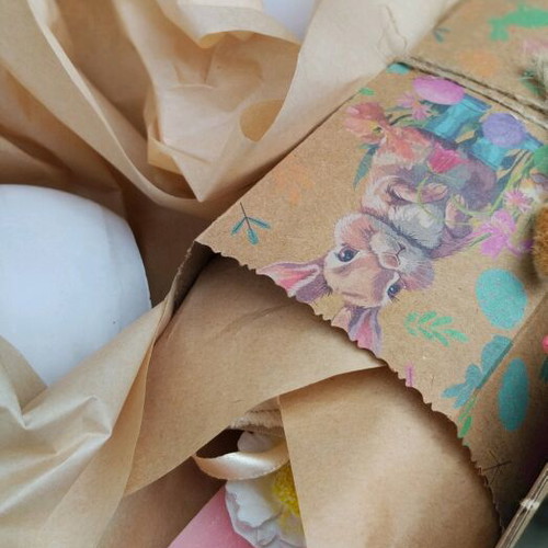Handmade Easter candle with removable bunny and plaster decorative gift set