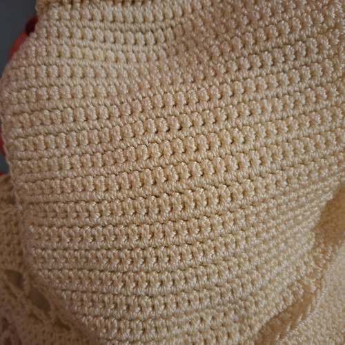 Handmade knitted back pack beige like new with lining and inner pocket