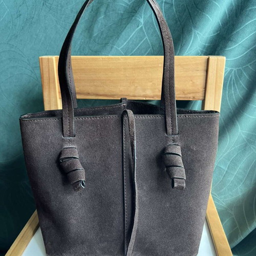 Massimo Dutti handbag used, natural suede, chocolate brown