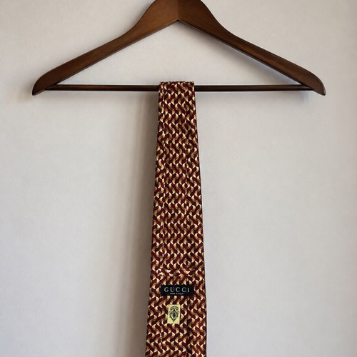 Gucci silk tie, red and yellow