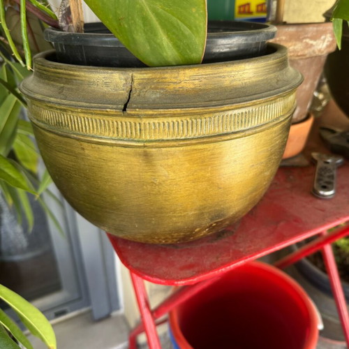 Brass flower pots used, set of 2 pieces