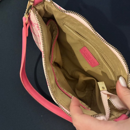 Shoulder bag used pink with gold details