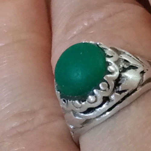 Handmade silver 925 ring with green agate like new