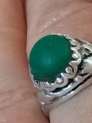 Handmade silver 925 ring with green agate like new