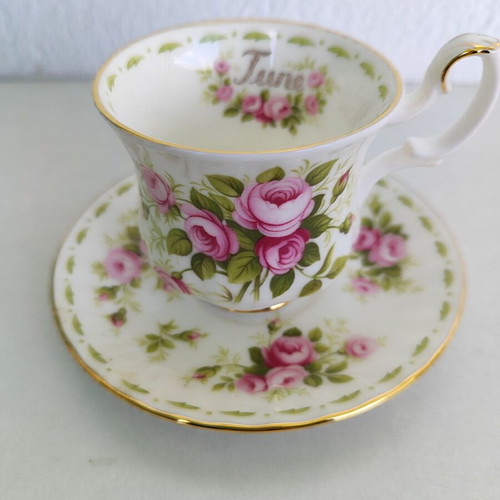 Royal Albert June Roses Coffee Cup and Saucer Fine Bone China New