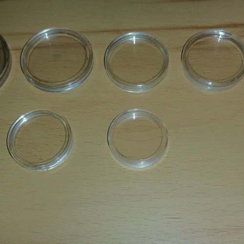 Plastic capsules for coins, set of 8 in various sizes