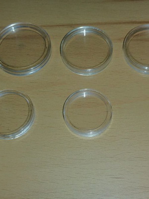Plastic capsules for coins, set of 8 in various sizes