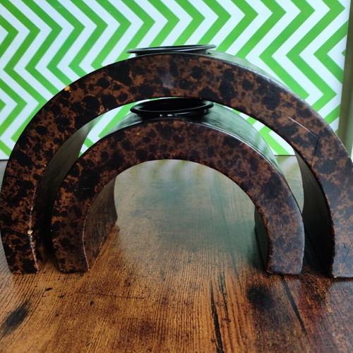 Wooden candle holder used for tealights, set of two bases