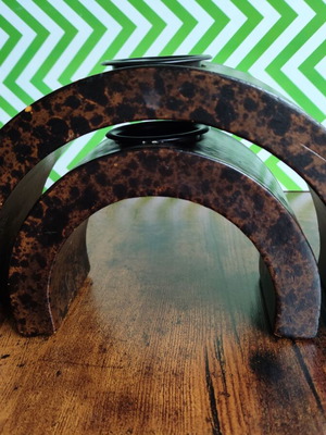 Wooden candle holder used for tealights, set of two bases