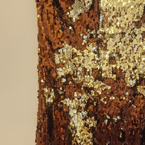 Strapless short dress with sequins like new, one size, gold bronze
