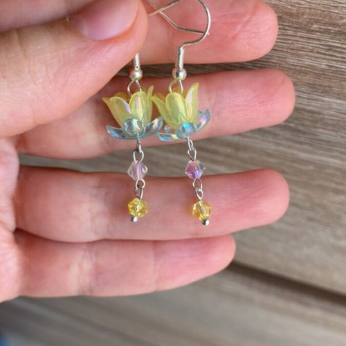 Handmade earrings turquoise and yellow inspired by Barbie Fairytopia
