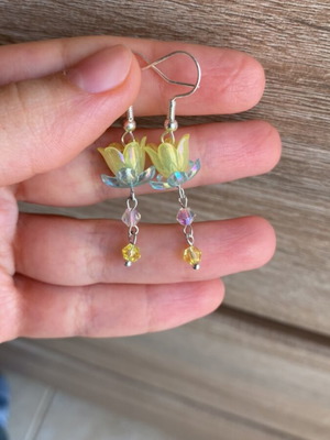 Handmade earrings turquoise and yellow inspired by Barbie Fairytopia