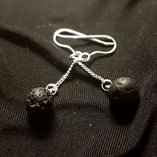 Santorini jewelry set with silver 925 lava stone bracelet and earrings