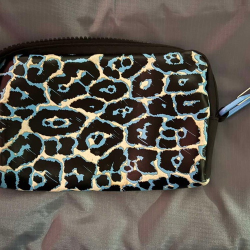 Adidas by Stella McCartney leopard wallet pouch, blue and black