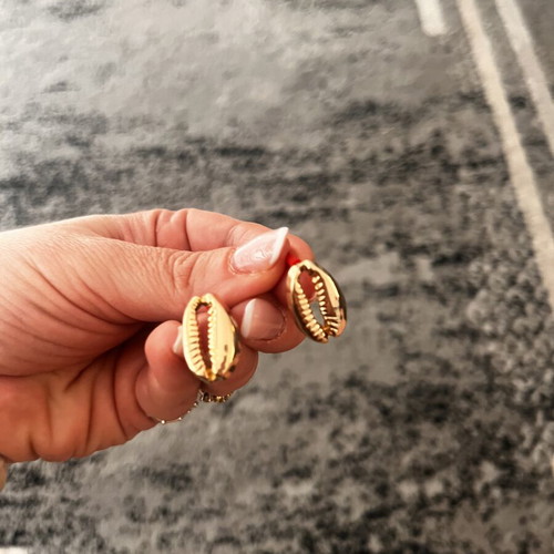 Shell earrings in stainless steel, new, gold color