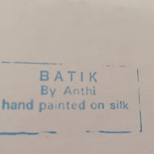Silk paintings by Anthi Chatzinikolaou new, set of 4 with island blue theme