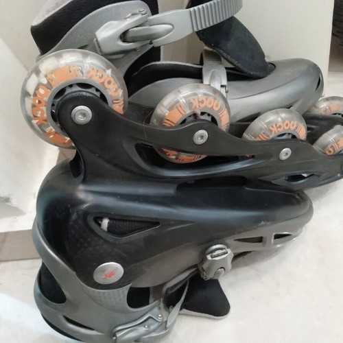 Adjustable black inline rollers used, sizes 38-41 for girls and boys